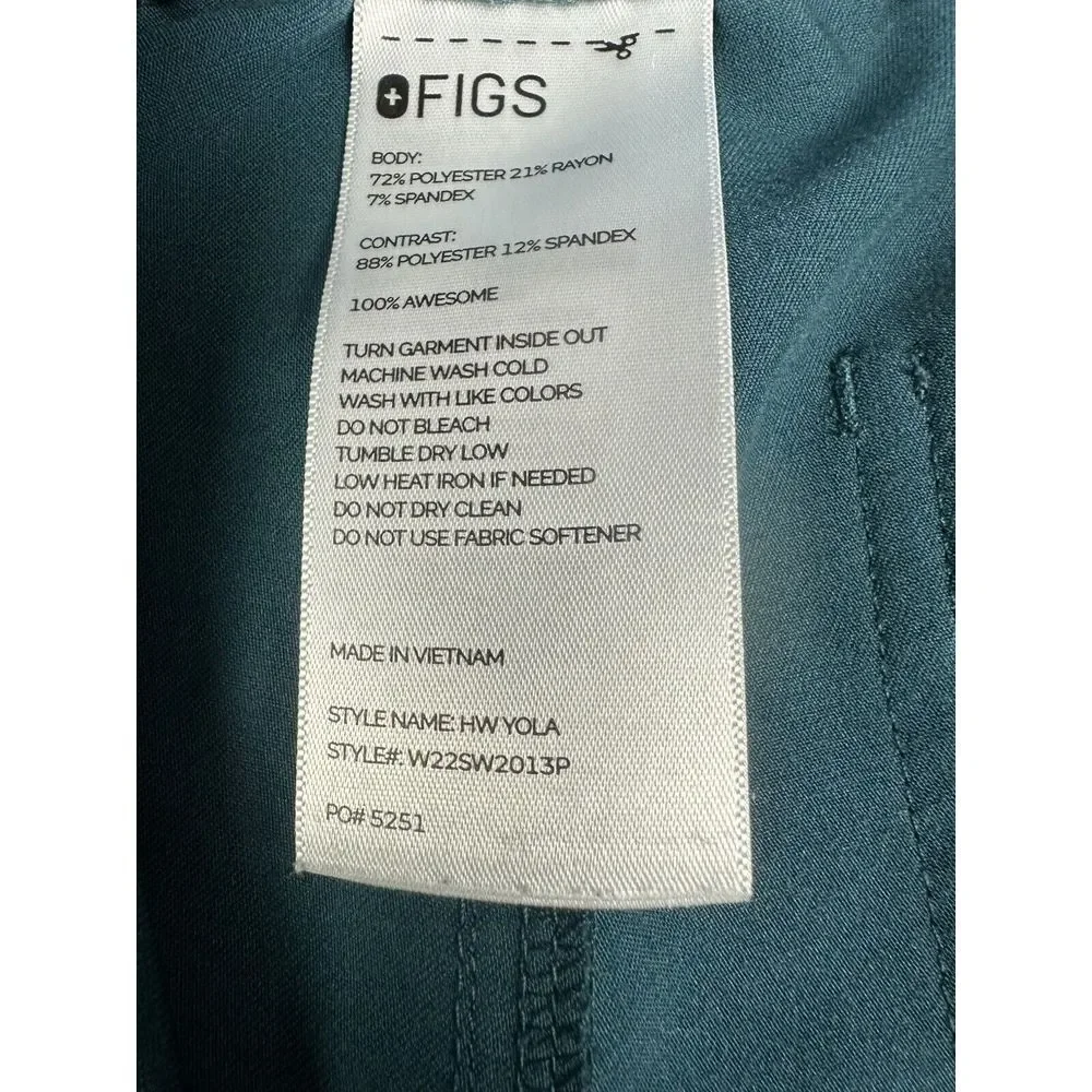 Figs Pants Women XL Green HW Yola‎ Cargo Scrubs W22SW2013P Medical